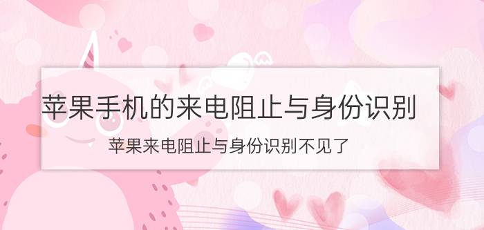 苹果手机的来电阻止与身份识别 苹果来电阻止与身份识别不见了？